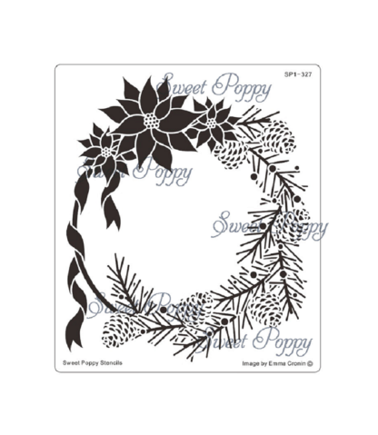 Poinsettia Wreath stencil SP1-327