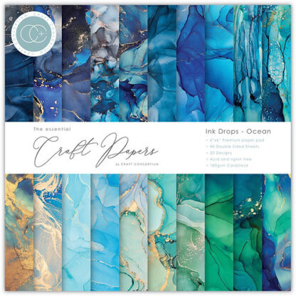 The Essential Craft Papers Ink Drops Ocean 6 x 6"