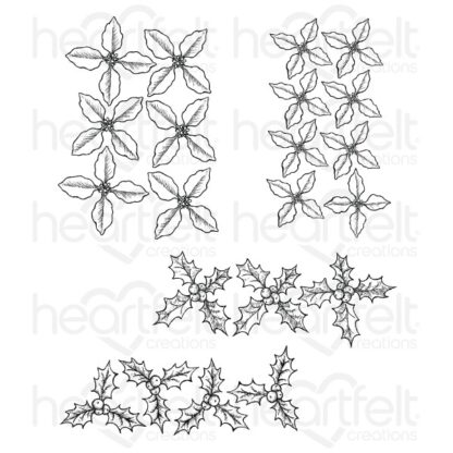 Poinsettia & Holly Cluster stamp set